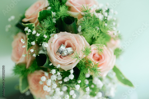 Beautiful bride and her bridal bouquet