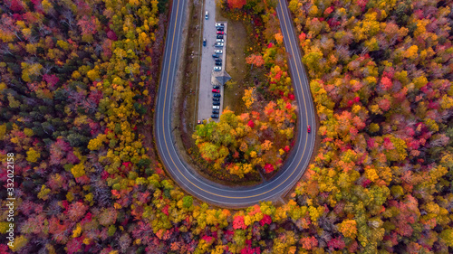 Amazing view of Kancamagus Highway in New Hampshire during Foliage season Autumn USA