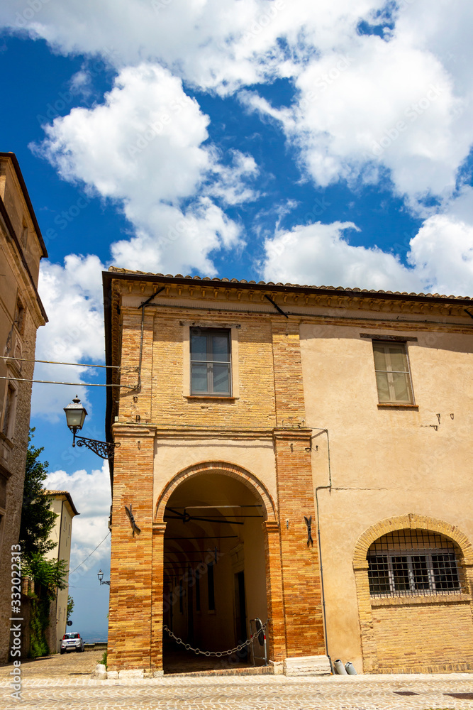 Fototapeta premium Via Foltrani or Foltrani Street beautiful architecture in Cingoli, Marche Region, Province of Macerata, Italy