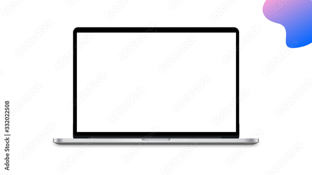 mockup expensive laptop or computer monitor with blank white monitor on design neon background. 3d render. MacBook pro mockup expensive laptop or computer monitor with blank white monitor on design neon background. 3d render. MacBook pro