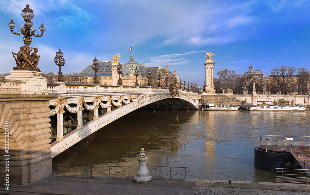 The famous Alexandre III bridge in Paris, France