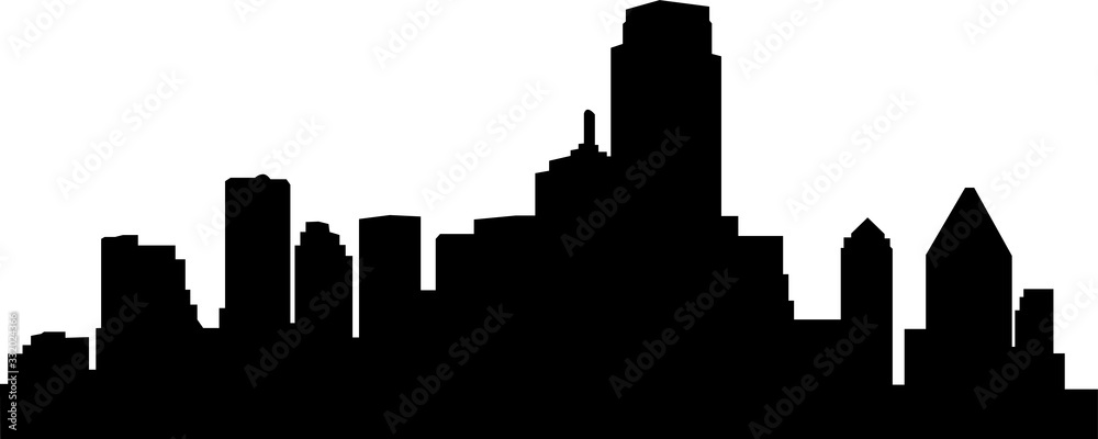 Vector drawing of the contour of buildings of a modern metropolis on a white background
