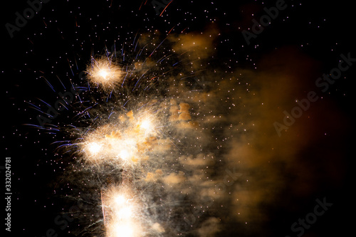 New Years or 4th of July Fireworks in a Night Sky
