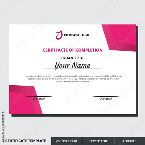 Certificate template for completion. Modern professional creative certificate template.