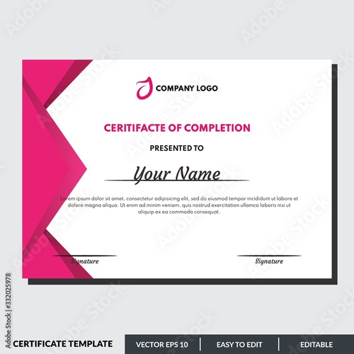 Certificate template for completion. Modern professional creative certificate template.