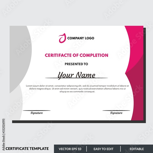 Certificate template for completion. Modern professional creative certificate template.