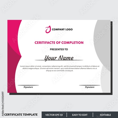 Certificate template for completion. Modern professional creative certificate template.