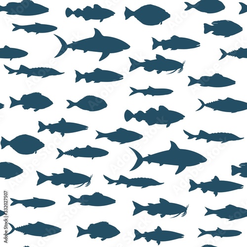 Silhouettes of fish seamless pattern