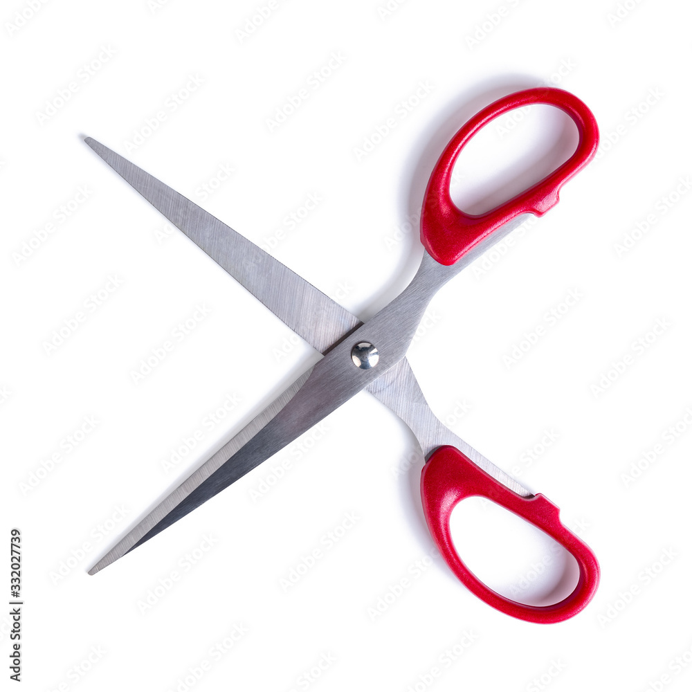 Red scissor sharp isolated on white background