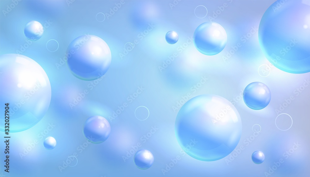 Liquid fluid background with balls