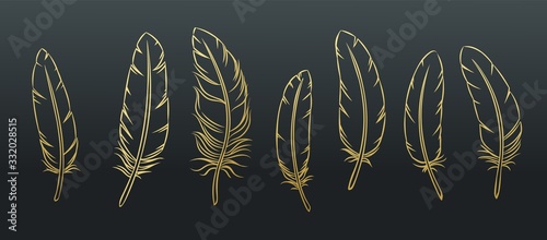 Outline feathers set
