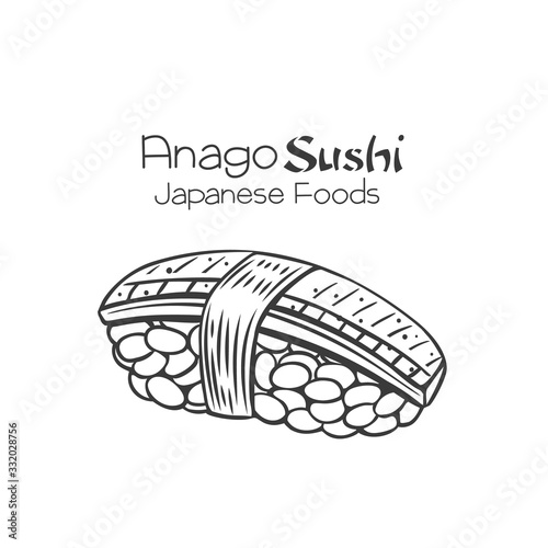 Anago sushi outline icon.