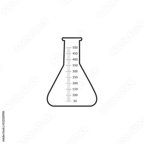 laboratory chemistry equipment, test tube icon with mesurment scale, lab flask icon. Stock Vector illustration isolated on white background.