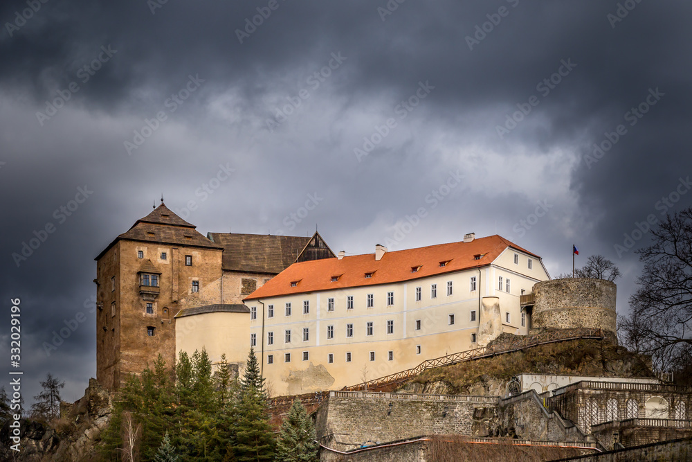 Castle and chateau high on a rock