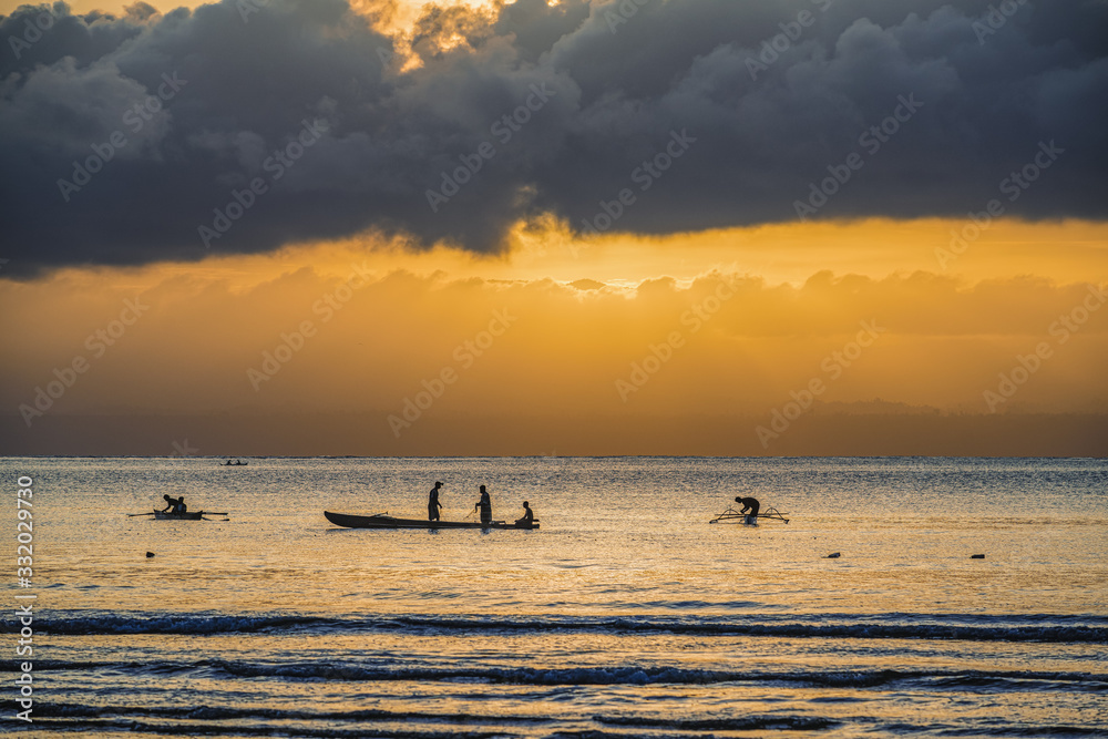 Strand, Sonnenaufgang, Boote, Katamaran, Südsee, Strand, Sonnenaufgang, Boote, Katamaran, Südsee,