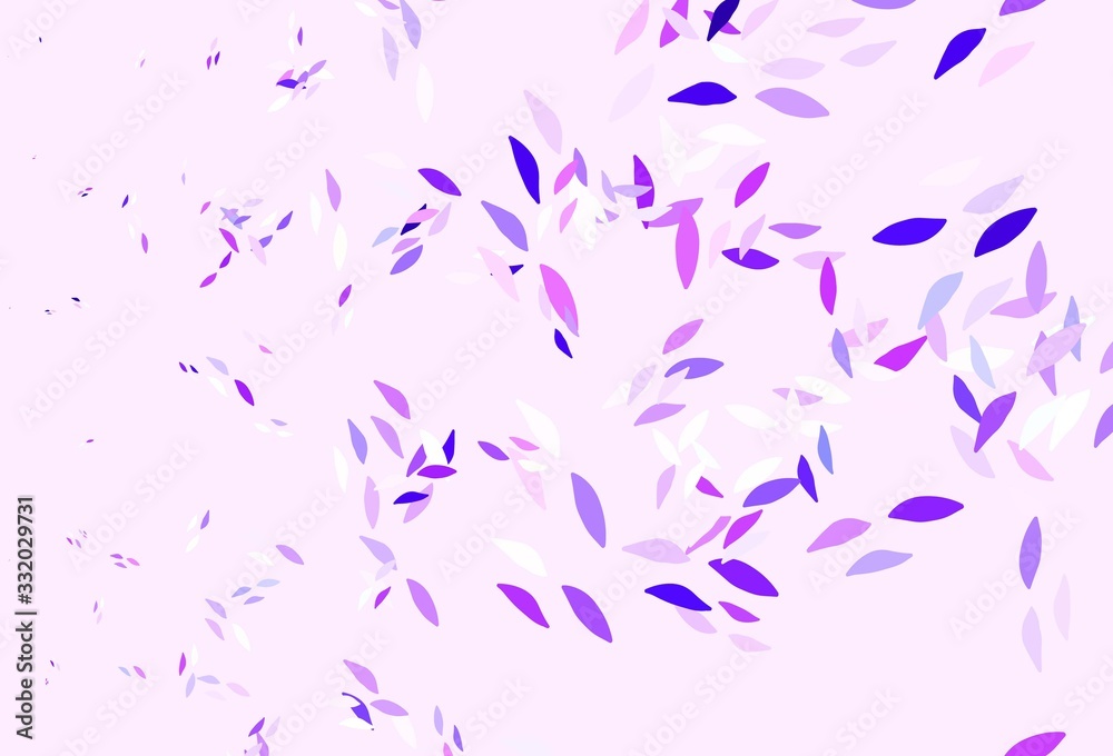 Light Purple vector natural backdrop with leaves.