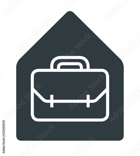 Home Office Icon suitcase. Stay and work at home. Keep healthy and help others. Quarantine precaution to stay safe from Coronavirus COVID-19 Virus. Drawing illustration. Corona global problem.