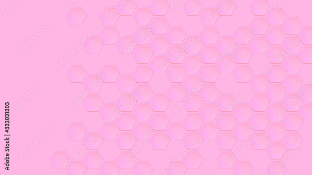 Abstract pink hexagon background design; honeycomb grid pattern 3d rendering, 3d illustration