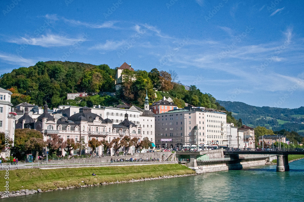 famous view of the old town if Salzburg, Austria