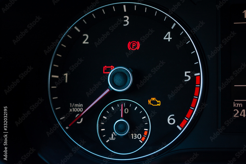 part of car dashboard with speedometer part of car dashboard with speedometer