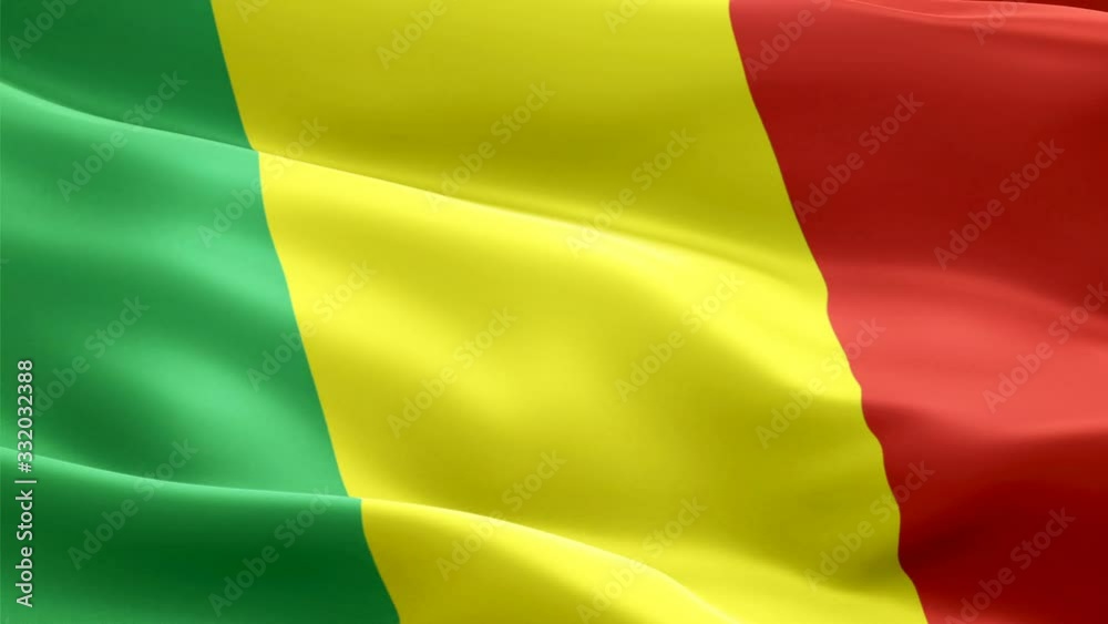 Mali waving flag. National 3d Malian flag waving. Sign of Mali seamless loop animation. Malian flag HD resolution Background. Mali flag Closeup 1080p Full HD video for presentation Mali waving flag. National 3d Malian flag waving. Sign of Mali seamless loop animation. Malian flag HD resolution Background. Mali flag Closeup 1080p Full HD video for presentation