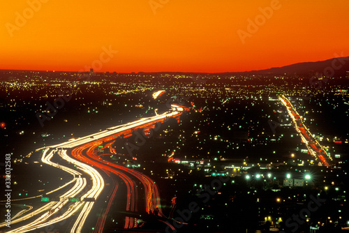 Harbor Freeway/Route 10 at sunset, Los Angeles, California