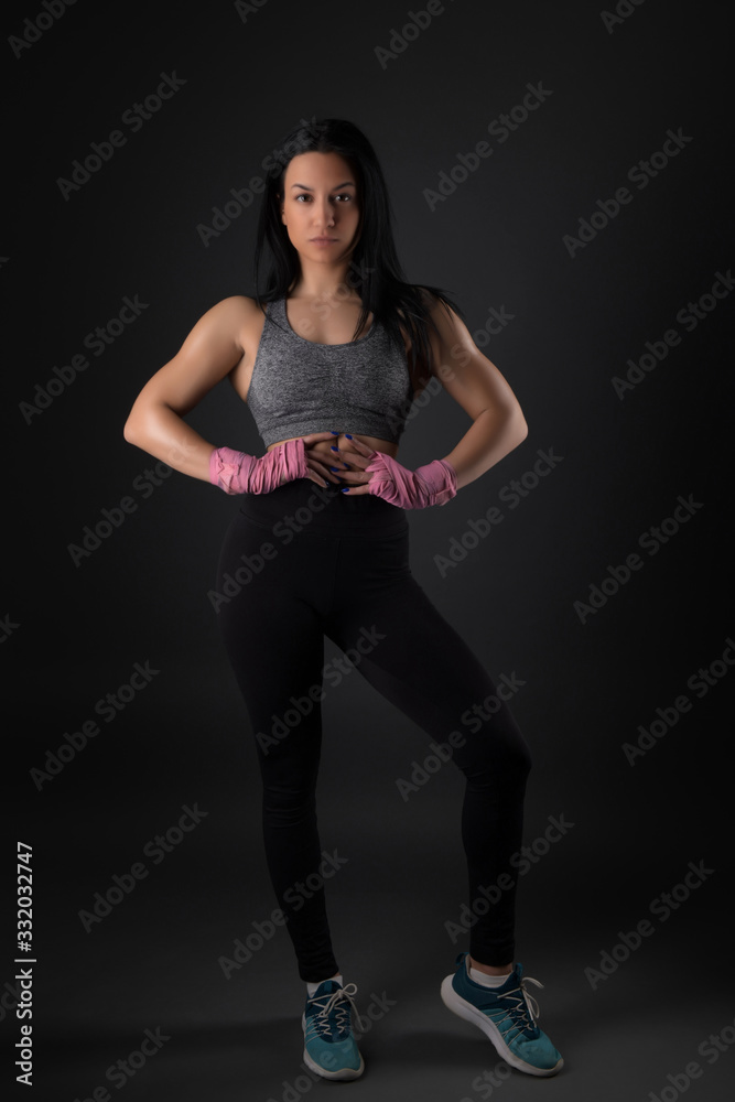 Woman boxer training hard. Woman boxer training hard.