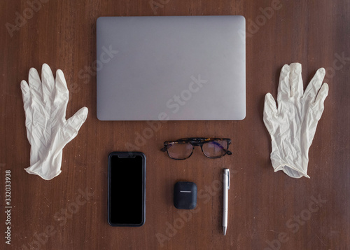 Office with latex gloves