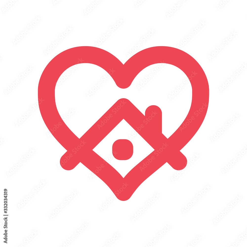 Stay at home campaign icon. House and heart linear pictogram. Stop coronavirus self isolation. Stay at home campaign icon. House and heart linear pictogram. Stop coronavirus self isolation.