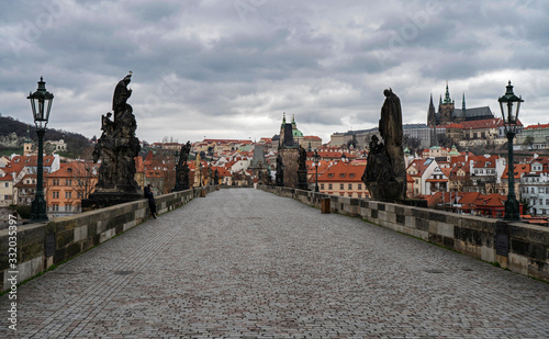 empty charles bridge in prague