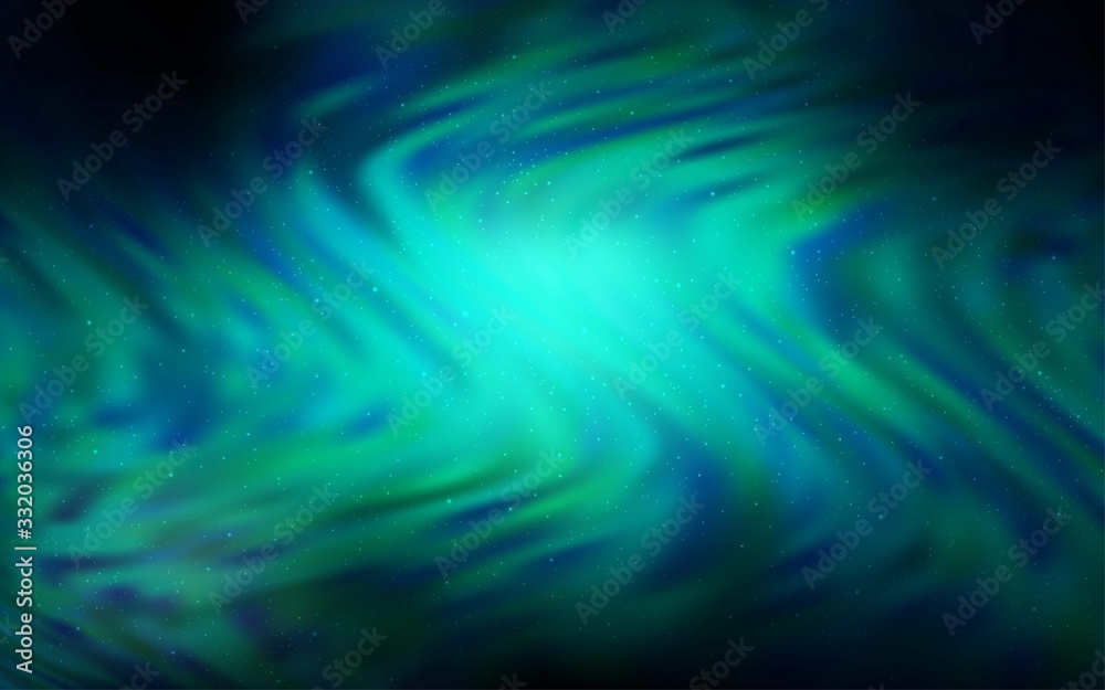 Dark Blue, Green vector texture with milky way stars. Blurred decorative design in simple style with galaxy stars. Pattern for futuristic ad, booklets.