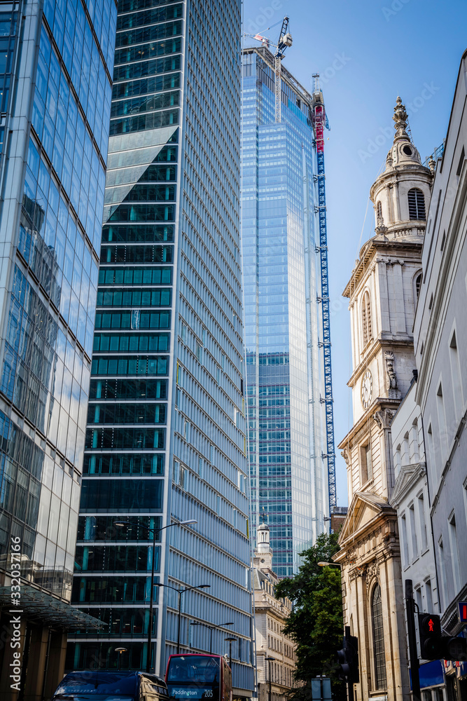 Modern and old architecture in the City of London