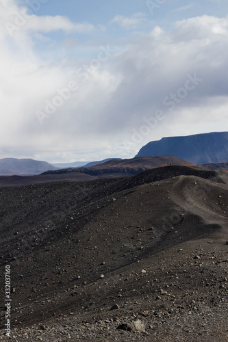 Iceland mountain road. Volcanic road. 