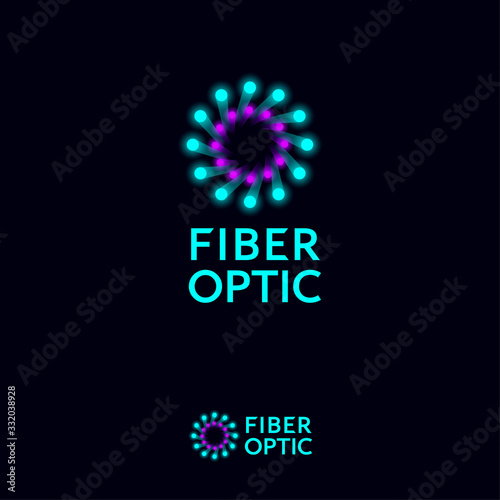 Fiber optic. Optical fiber cable logo. Connect logo, Web, UI icon. Wireless technology, Internet emblem. 