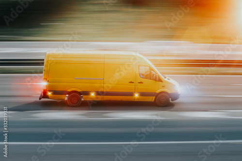 Delivery van on M1 Motorway in United Kingdom UK