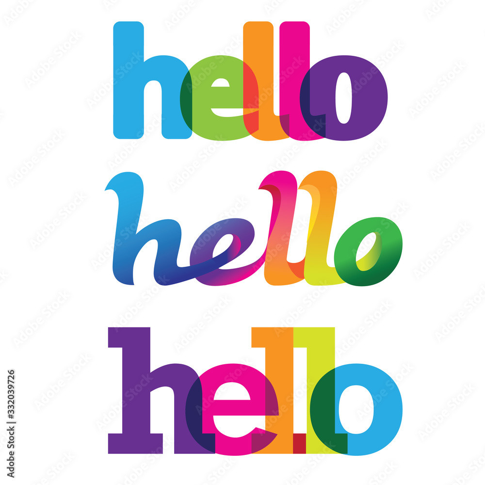 Hello greetings colorful wordmark designs