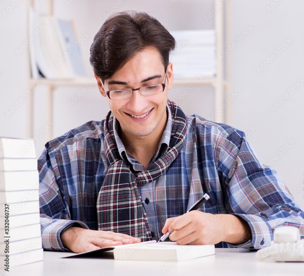 Writer presenting his books to public Writer presenting his books to public