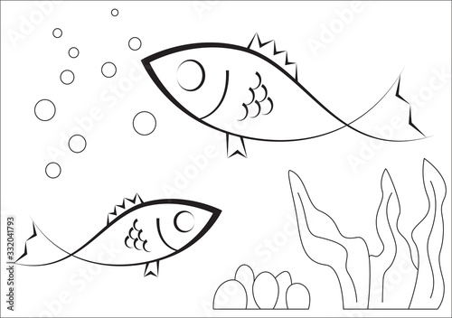 Coloring book two fish in the sea