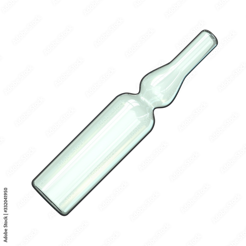 Angled empty glass ampoule 3D Angled empty glass ampoule 3D
