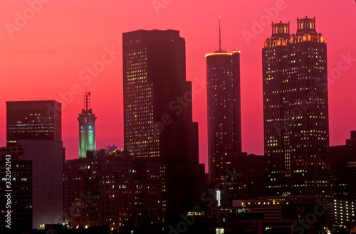 Skyline view at sunset of the state capital of Atlanta, Georgia