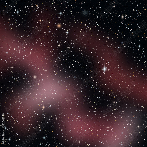 Night sky vector background with star cluster, nebula and galaxies