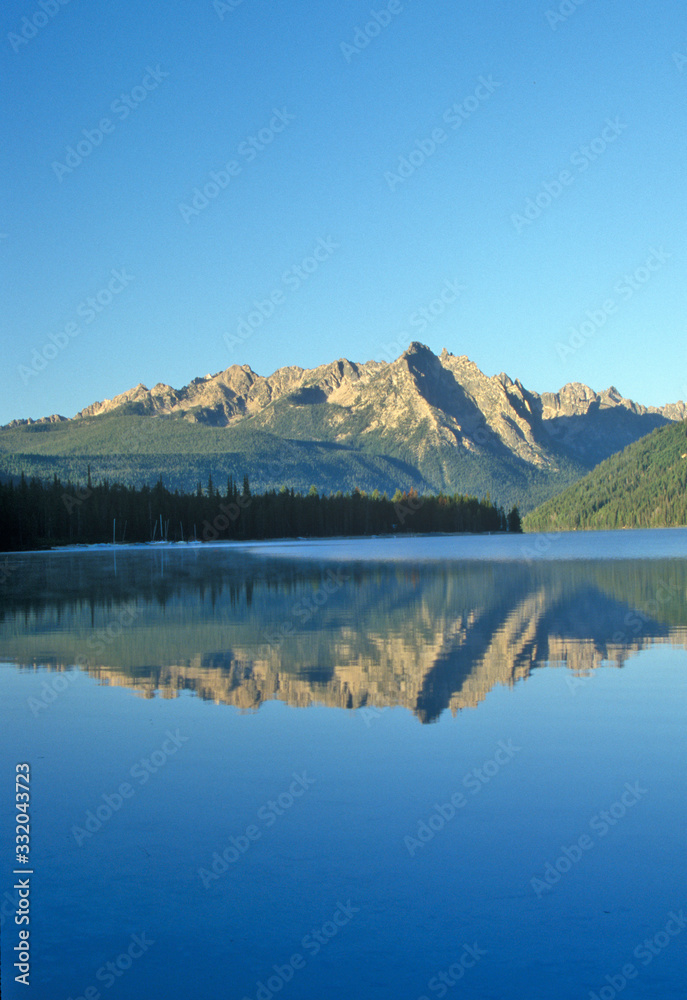 Redfish Lake and Sawtooth Mountains at Sunrise, Idaho