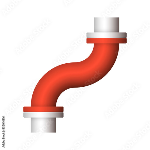 Pipe vector. Connection by flange fitting. For pipeline construction to transport liquid or gas in industry i.e. crude, oil, natural gas. Also water supply infrastructure in plumbing and irrigation.