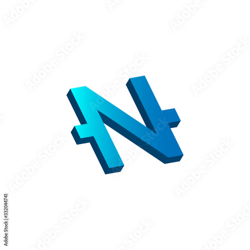 initial letter n logo prospective blue
