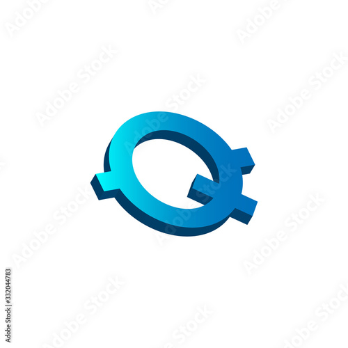 initial letter q logo prospective blue