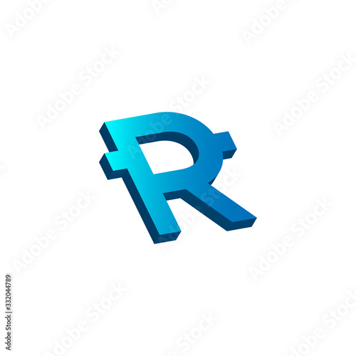 initial letter r logo prospective blue