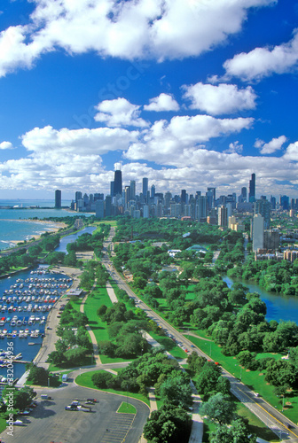 Canvas-taulu Aerial View of Chicago, Illinois