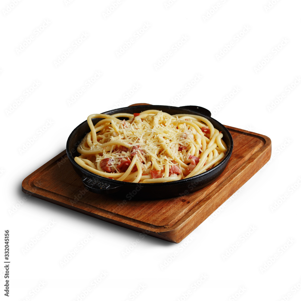 Fototapeta premium appetizing pasta, exquisite restaurant dish is a classic serving.