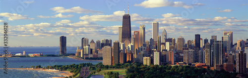 Panoramic view of Lake Michigan and Lincoln Park, Chicago, IL