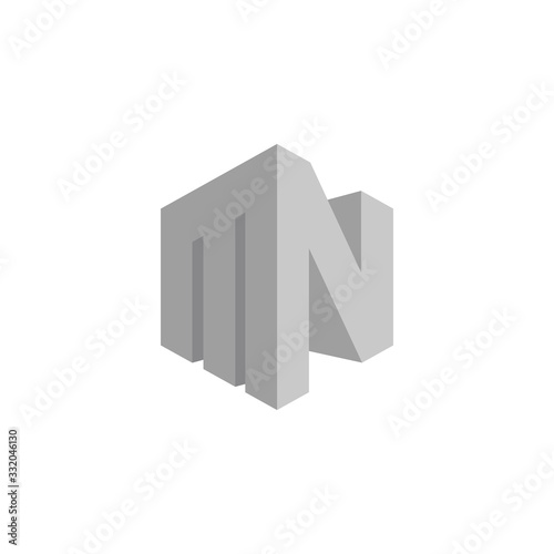 letter mn simple geometric 3d gradient shadow design logo vector